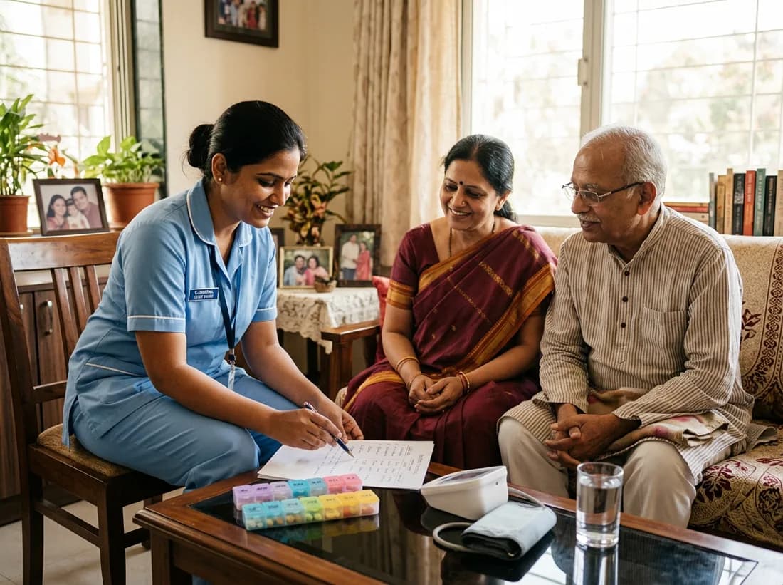 హోమ్ నర్సింగ్: శస్త్రచికిత్స అనంతర సంరక్షణ, దీర్ఘకాలిక అనారోగ్యం, మందుల సహాయం మరియు మరిన్ని సేవలకు నిపుణులైన నర్సులు.